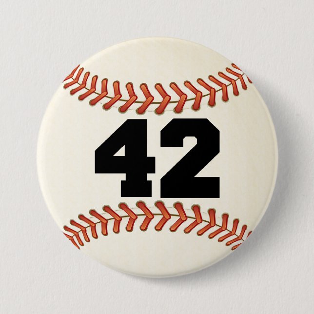 Number 42 Baseball Pinback Button (Front)