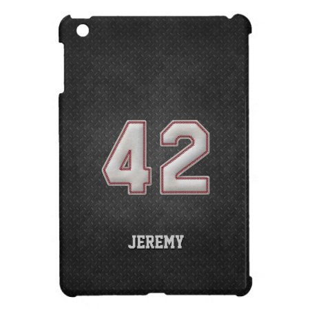 Number 42 Baseball Stitches With Black Metal Look Ipad Mini Case