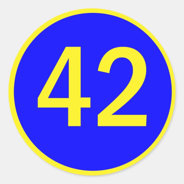 number 42  in a circle classic round sticker (Front)