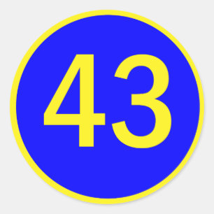 number 43 in a circle classic round sticker
