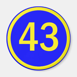 number, 43, in a circle magnet