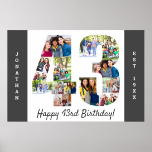 Number 43 Photo Collage for 43rd Birthday Poster