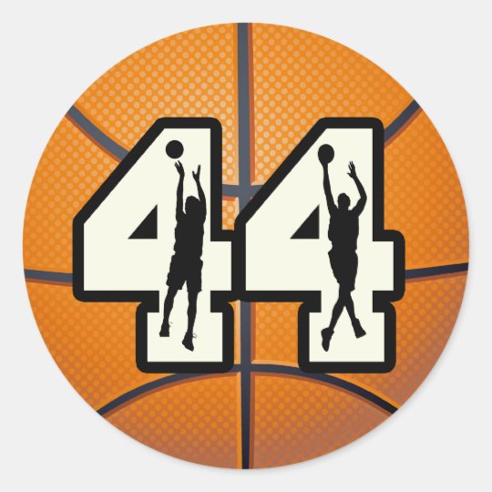 Number 44 Basketball Classic Round Sticker