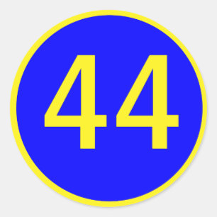 number 44 in a circle classic round sticker