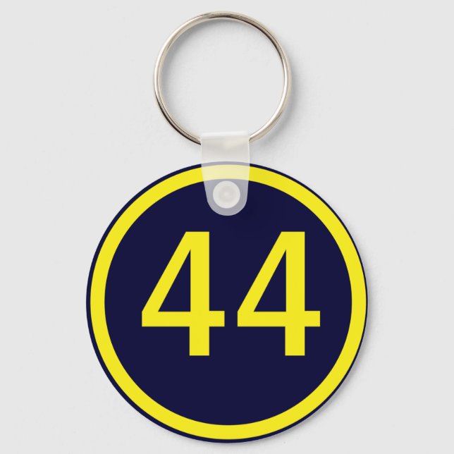 number, 44, in a circle keychain (Front)