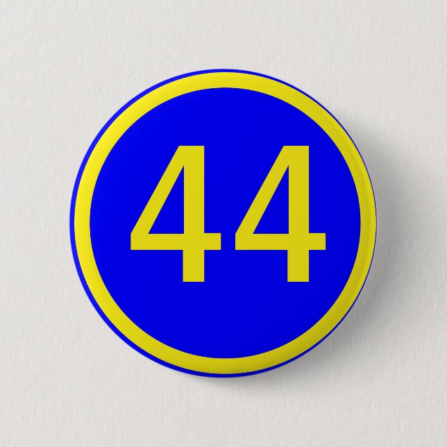 number, 44, in a circle pinback button (Front)