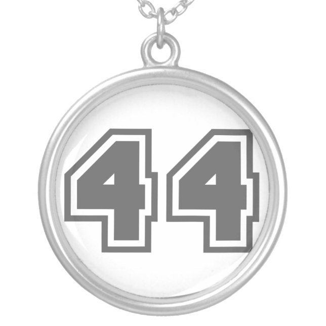 Number 44 silver plated necklace (Front)