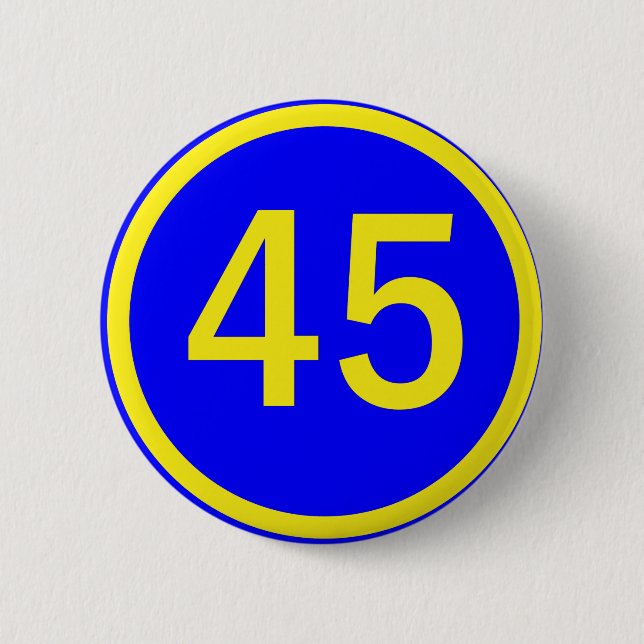 number, 45, in a circle pinback button (Front)