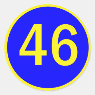 number 46 in a circle classic round sticker