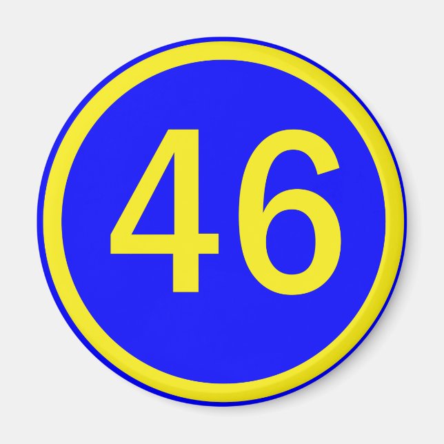 number, 46, in a circle magnet (Front)
