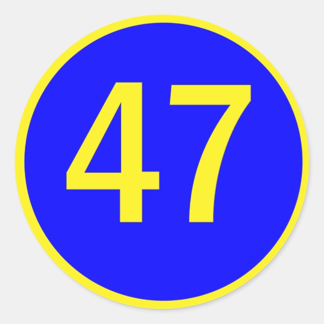 number 47  in a circle classic round sticker (Front)