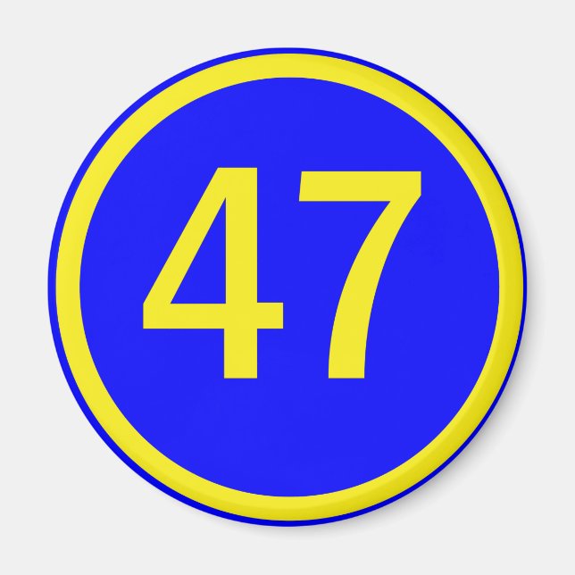 number, 47, in a circle magnet (Front)