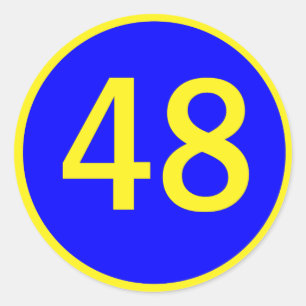 number 48 in a circle classic round sticker