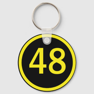 number, 48, in a circle keychain