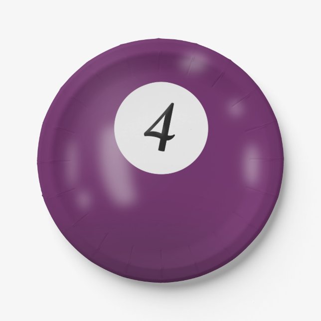 Number 4 billiard ball paper plates (Front)