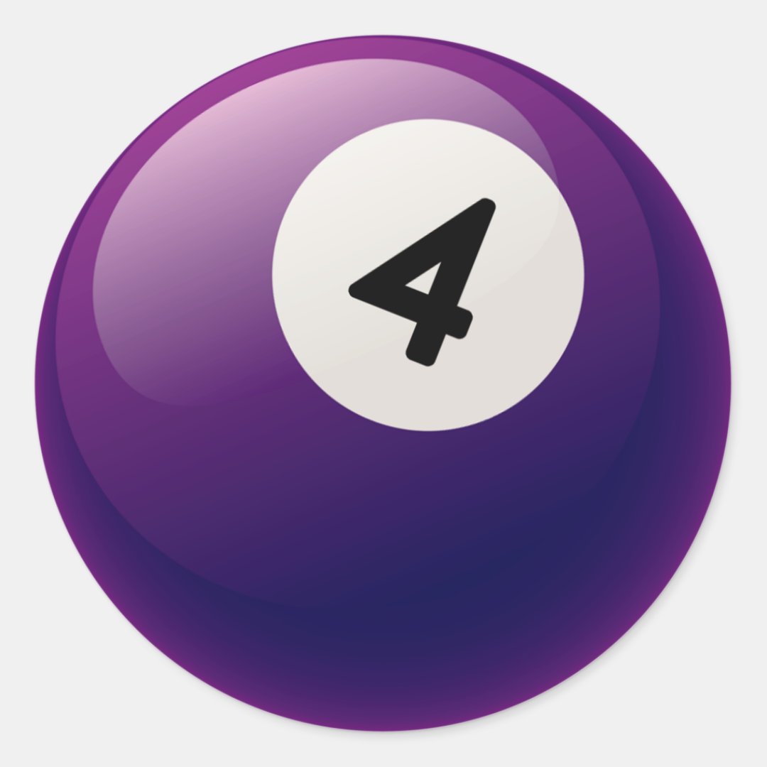 NUMBER 4 BILLIARDS BALL CLASSIC ROUND STICKER | Zazzle