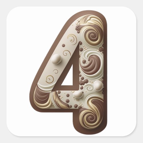 Number 4 Chocolate stickers