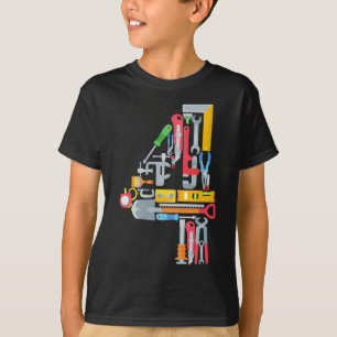 Number 4 Construction Building Tools 4 Year Old  T-Shirt