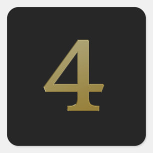 Number 4 gold square sticker