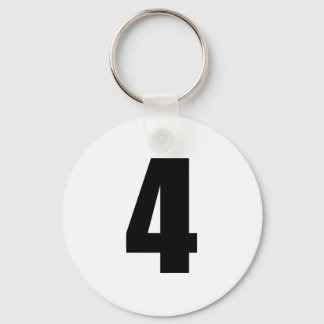 number 4 in black on white button keychain