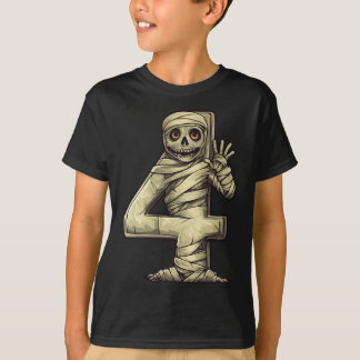 Number 4 Mummy Halloween Theme 4 Year Old Kids T-Shirt