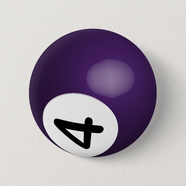 Number 4 Purple Poll Ball Button (Front)