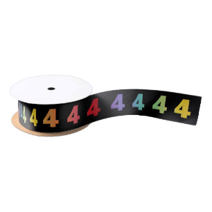 Number 4 Rainbow Colors Ribbon