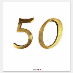 Number 50 Faux Gold 50th Anniversary Sticker | Zazzle