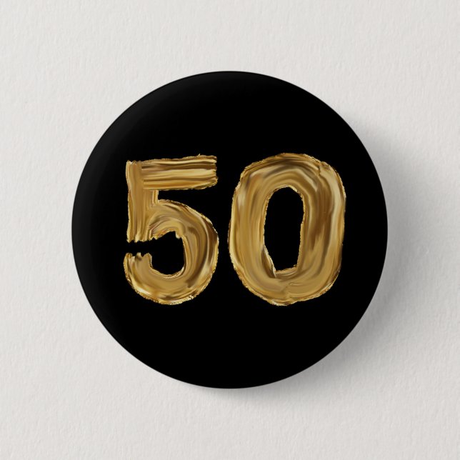 Number 50 Fifty Iridescent Text Classic Round Stic Button (Front)