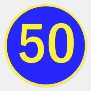 number 50 in a circle classic round sticker