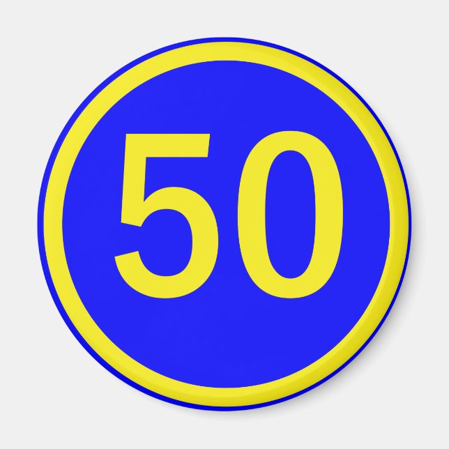 number, 50, in a circle magnet (Front)