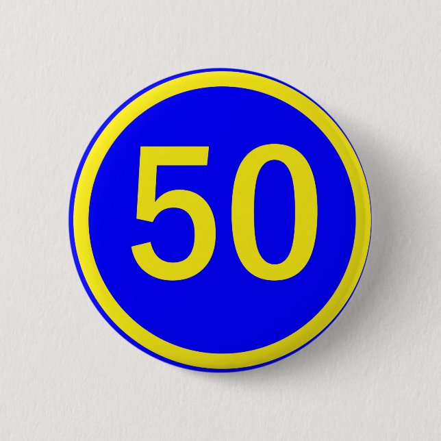 number, 50, in a circle pinback button (Front)