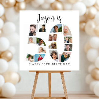 Number 50 Photo Co|lage 50th Birthday Party Foam Board