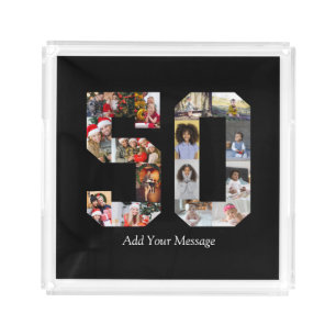 Number 50 Photo Collage Acrylic Tray