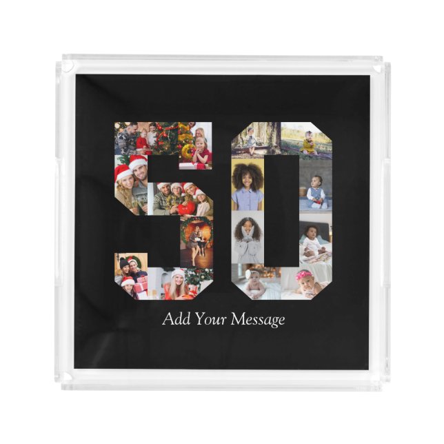 Number 50 Photo Collage Acrylic Tray (Front)