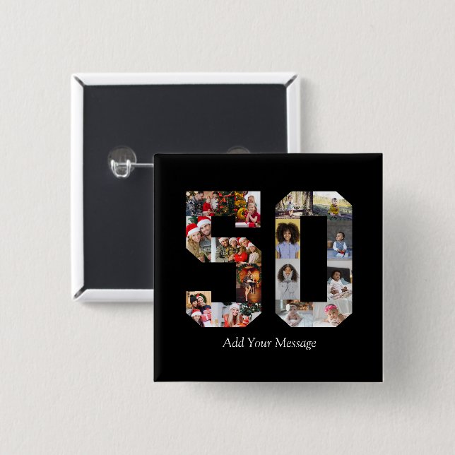 Number 50 Photo Collage Button (Front & Back)