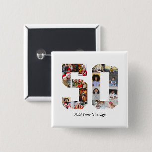 Number 50 Photo Collage Button