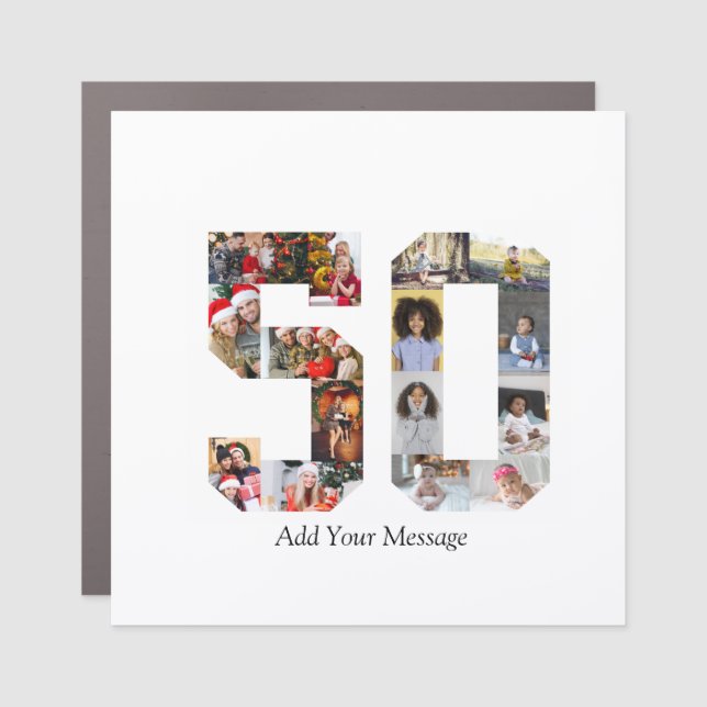 Number 50 Photo Collage Car Magnet (Front)