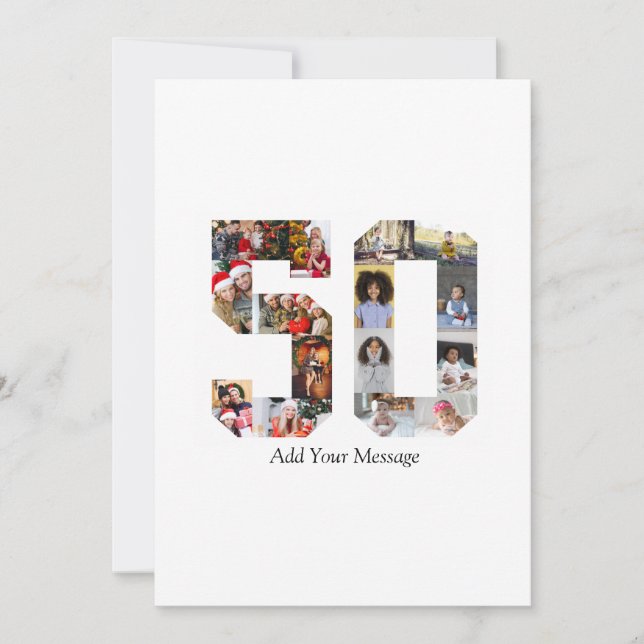 Number 50 Photo Collage Thank You Card (Front)