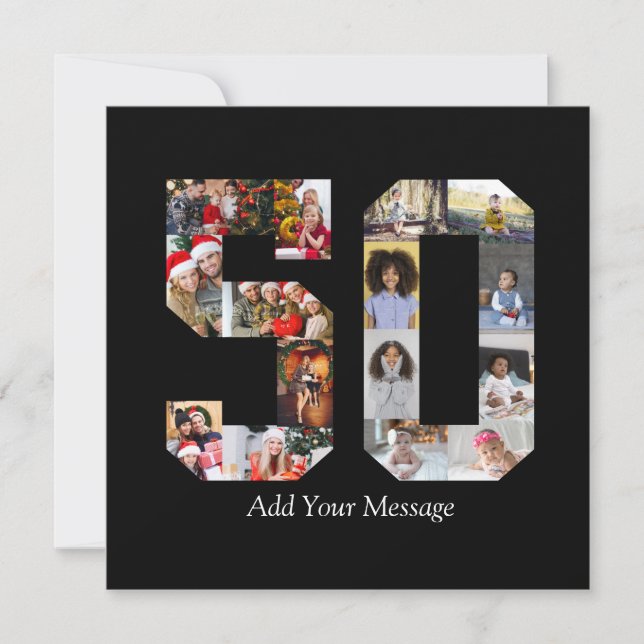 Number 50 Photo Collage Thank You Card (Front)