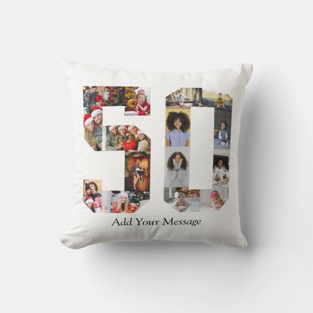 Number 50 Photo Collage Throw Pillow (Front)