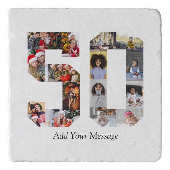 Number 50 Photo Collage Trivet (Front)