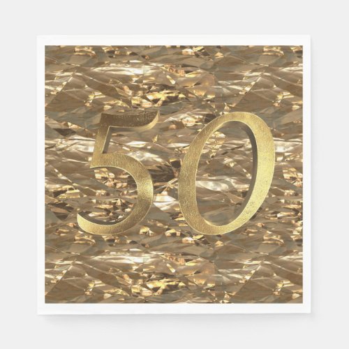 Number 50 Wedding 50th Birthday Anniversary Gold Napkins