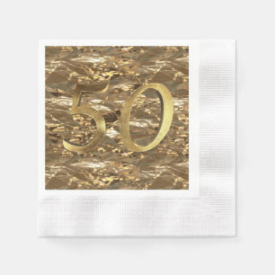 Number 50 Wedding 50th Birthday Anniversary Gold Napkins