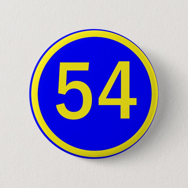 number, 54, in a circle pinback button (Front)