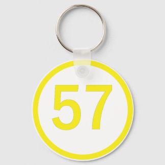 number, 57, in a circle keychain