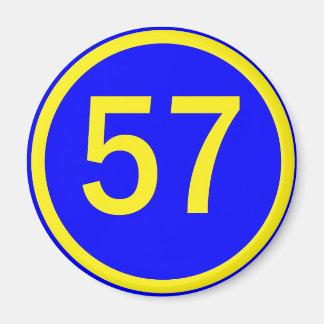 number, 57, in a circle magnet