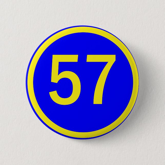 number, 57, in a circle pinback button (Front)