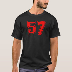 Number 57 Sports Uniform Red Fan Athlete Jersey T-Shirt