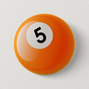 NUMBER 5 BILLIARDS BALL PINBACK BUTTON